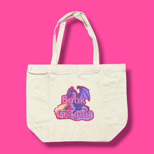 Book Dragon LARGE Canvas Tote Bag