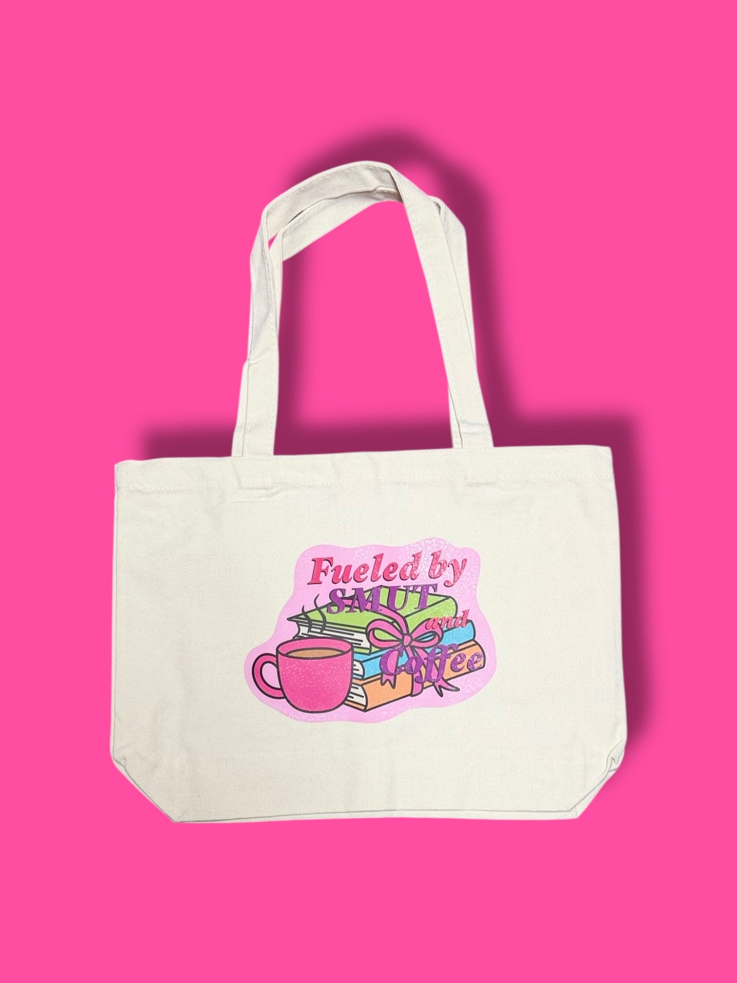 Fueled by Smut and Coffee MEDIUM Canvas Tote Bag