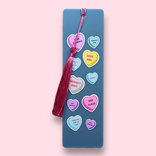 Candy Hearts Acrylic Bookmark